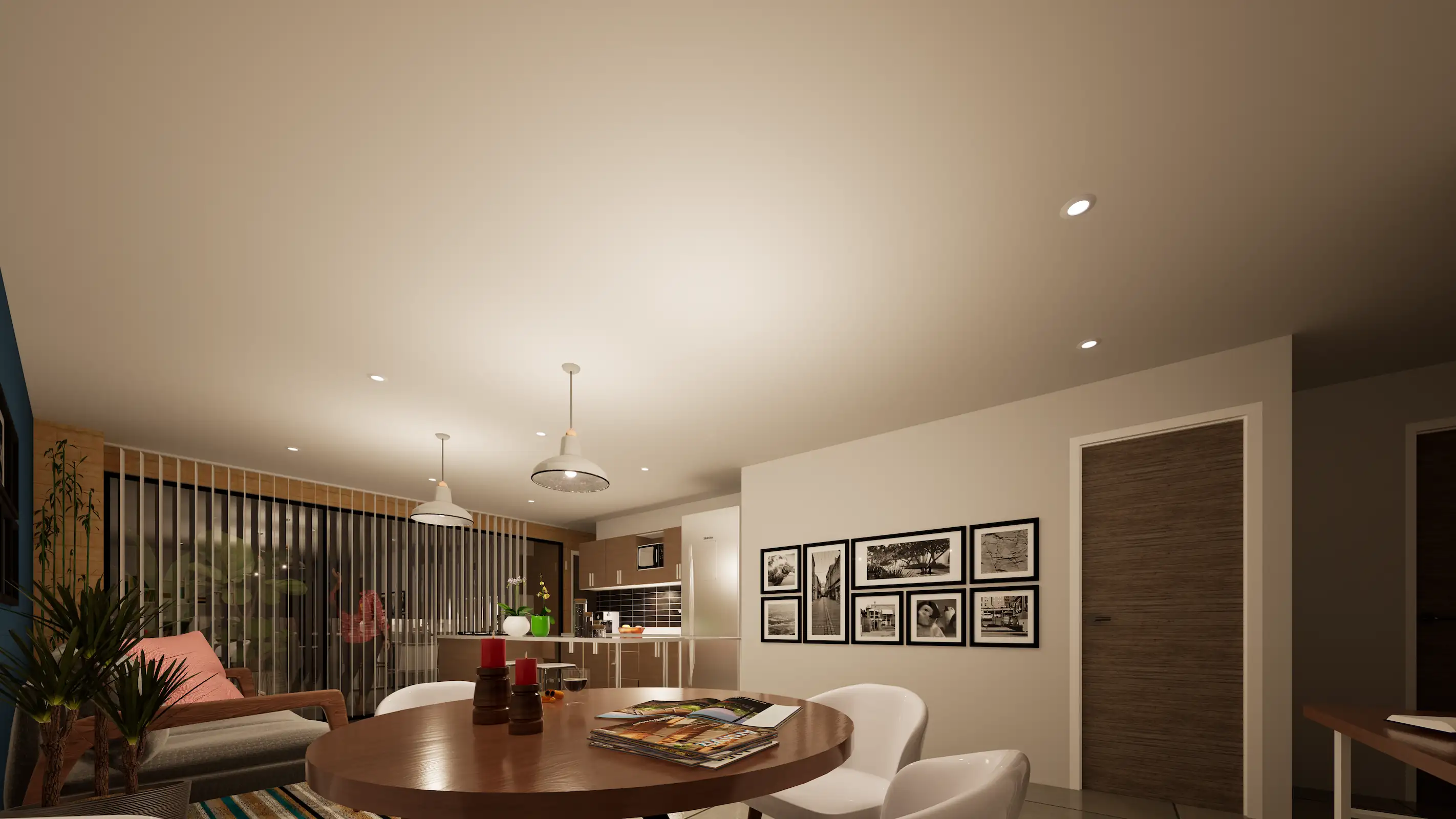 Living & dining room (night view)
